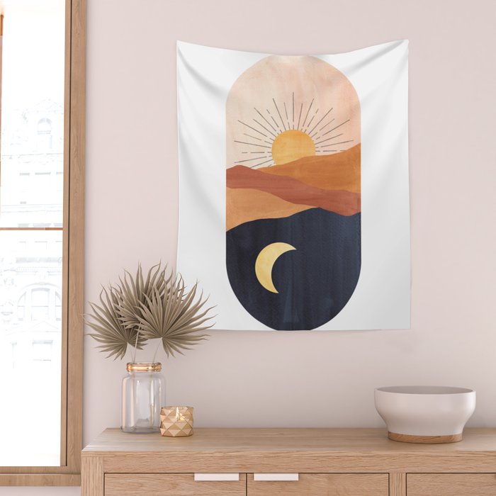 Abstract day and night Wall Tapestry Gallery Image 2