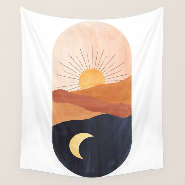 Abstract day and night Wall Tapestry Gallery Image 4