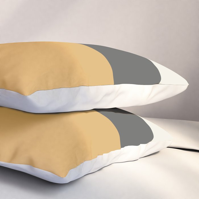 Minimalist Color Block Triple in Muted Mustard Gold, Charcoal, and Cream Beige Pillow Sham Gallery Image 3