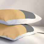Minimalist Color Block Triple in Muted Mustard Gold, Charcoal, and Cream Beige Pillow Sham Gallery Image 3