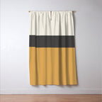 Minimalist Color Block Triple in Muted Mustard Gold, Charcoal, and Cream Beige Window Curtain Gallery Image 3