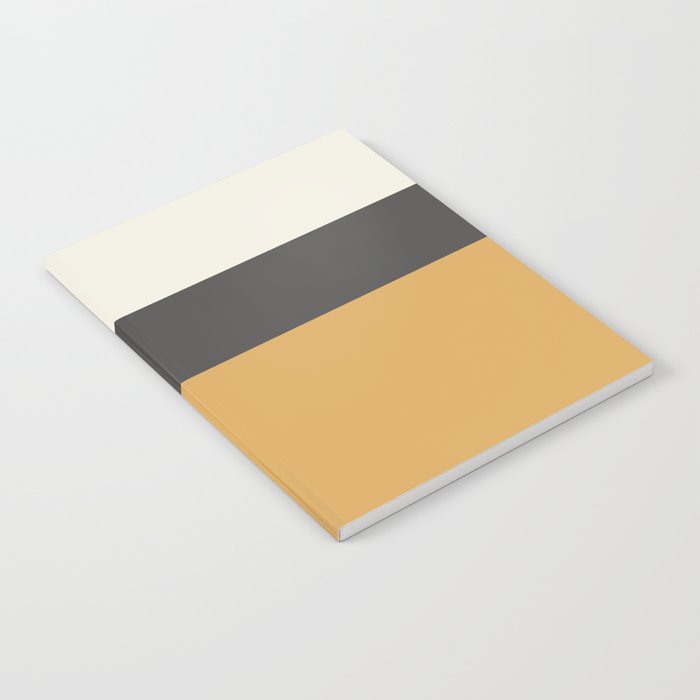Minimalist Color Block Triple in Muted Mustard Gold, Charcoal, and Cream Beige Notebook Gallery Image 1