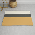 Minimalist Color Block Triple in Muted Mustard Gold, Charcoal, and Cream Beige Rug Gallery Image 1