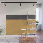 Minimalist Color Block Triple in Muted Mustard Gold, Charcoal, and Cream Beige Wall Mural Gallery Image 1