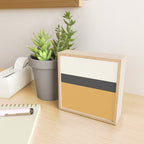 Minimalist Color Block Triple in Muted Mustard Gold, Charcoal, and Cream Beige Mini Art Print Gallery Image 2