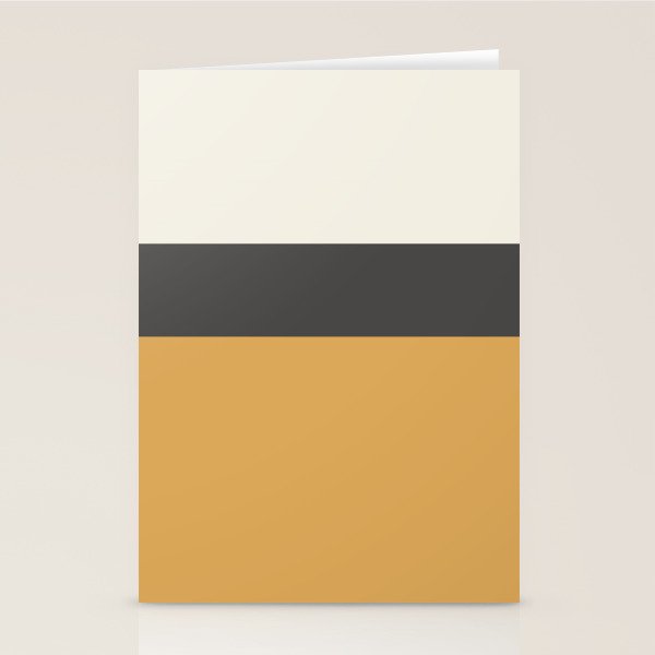 Minimalist Color Block Triple in Muted Mustard Gold, Charcoal, and Cream Beige Stationery Card Gallery Image 2