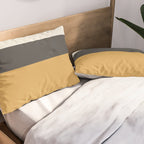 Minimalist Color Block Triple in Muted Mustard Gold, Charcoal, and Cream Beige Pillow Sham Gallery Image 2
