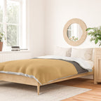 Minimalist Color Block Triple in Muted Mustard Gold, Charcoal, and Cream Beige Duvet Cover Gallery Image 2