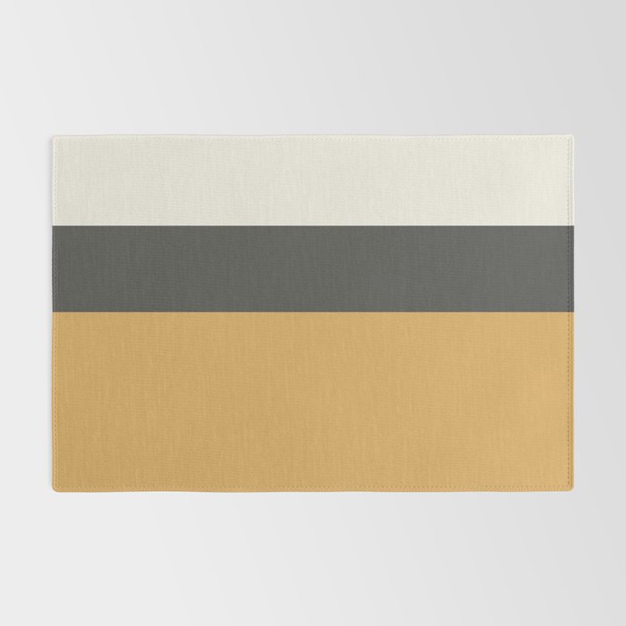 Minimalist Color Block Triple in Muted Mustard Gold, Charcoal, and Cream Beige Rug Gallery Image 2