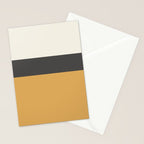 Minimalist Color Block Triple in Muted Mustard Gold, Charcoal, and Cream Beige Stationery Card Gallery Image 2