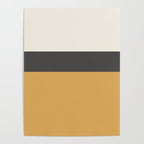Minimalist Color Block Triple in Muted Mustard Gold, Charcoal, and Cream Beige Poster Gallery Image 4