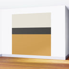 Minimalist Color Block Triple in Muted Mustard Gold, Charcoal, and Cream Beige Wall Mural Gallery Image 2