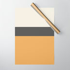 Minimalist Color Block Triple in Muted Mustard Gold, Charcoal, and Cream Beige Wrapping Paper Gallery Image 1