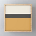 Minimalist Color Block Triple in Muted Mustard Gold, Charcoal, and Cream Beige Mini Art Print Gallery Image 1