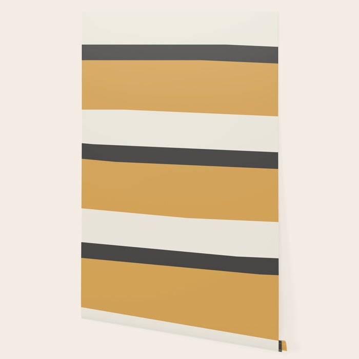 Minimalist Color Block Triple in Muted Mustard Gold, Charcoal, and Cream Beige Wallpaper Gallery Image 2