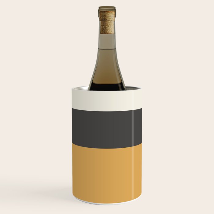 Minimalist Color Block Triple in Muted Mustard Gold, Charcoal, and Cream Beige Wine Chiller Gallery Image 1