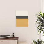 Minimalist Color Block Triple in Muted Mustard Gold, Charcoal, and Cream Beige Poster Gallery Image 2