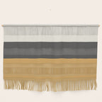 Minimalist Color Block Triple in Muted Mustard Gold, Charcoal, and Cream Beige Wall Hanging Gallery Image 1