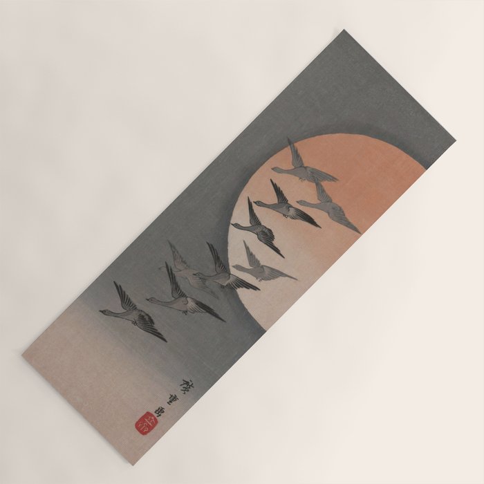 Utagawa Hiroshige Geese Flying under the Full Moon Yoga Mat Gallery Image 1