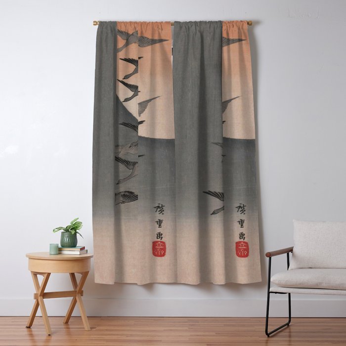 Utagawa Hiroshige Geese Flying under the Full Moon Window Curtain Gallery Image 5