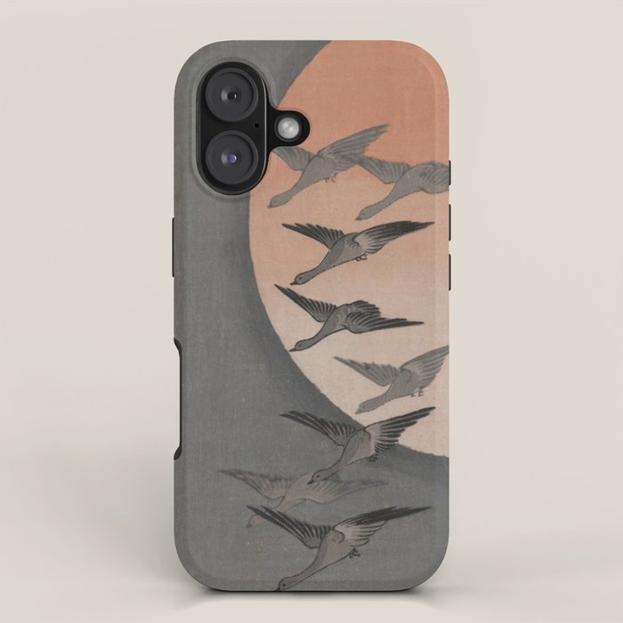 Utagawa Hiroshige Geese Flying under the Full Moon iPhone Case Gallery Image 1