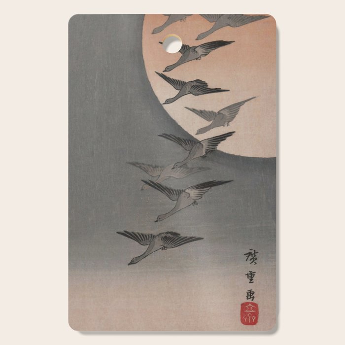 Utagawa Hiroshige Geese Flying under the Full Moon Cutting Board Gallery Image 1