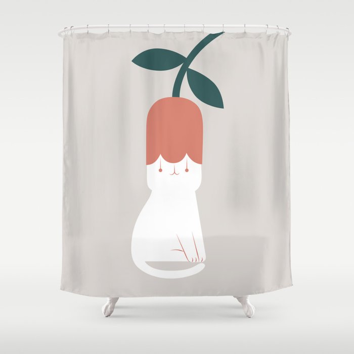 Cat and Plants: Flower Fragrance  Shower Curtain Gallery Image 1