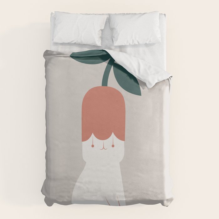 Cat and Plants: Flower Fragrance  Duvet Cover Gallery Image 1