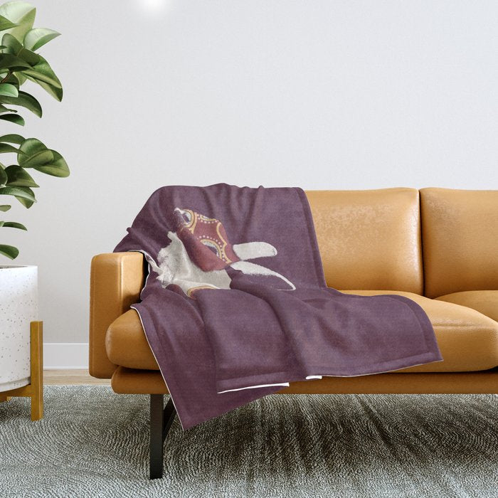 Lapin Catcheur (Rabbit Wrestler) Throw Blanket Gallery Image 1