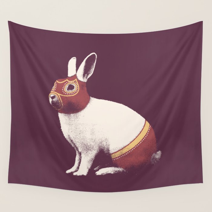 Lapin Catcheur (Rabbit Wrestler) Wall Tapestry Gallery Image 4