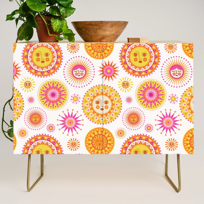Retro Suns - Pink and Yellow Credenza Gallery Image 1