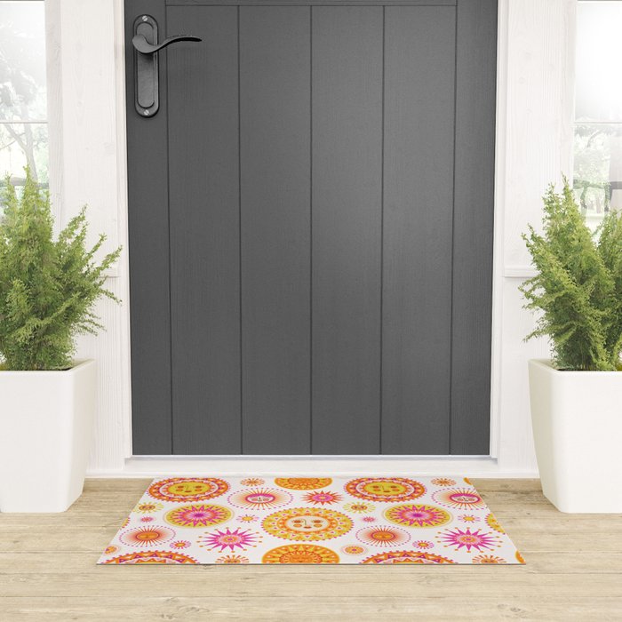 Retro Suns - Pink and Yellow Welcome Mat Gallery Image 3