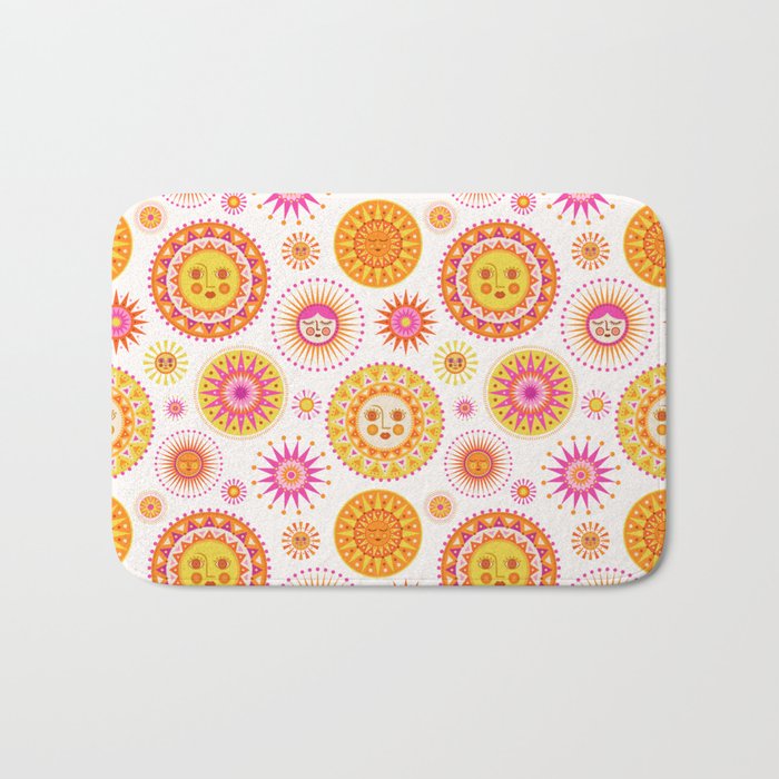 Retro Suns - Pink and Yellow Bath Mat Gallery Image 1