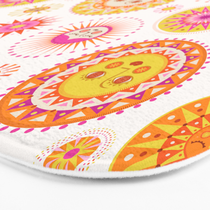 Retro Suns - Pink and Yellow Bath Mat Gallery Image 3