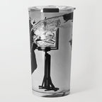 Dalí Atomicus, Salvador Dali painting with flying cats and water spurts surrealism / surrealist black and white photograph / photography by Philippe Halsman Travel Mug Gallery Image 1