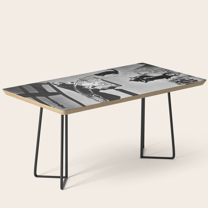 Dalí Atomicus, Salvador Dali painting with flying cats and water spurts surrealism / surrealist black and white photograph / photography by Philippe Halsman Coffee Table Gallery Image 1