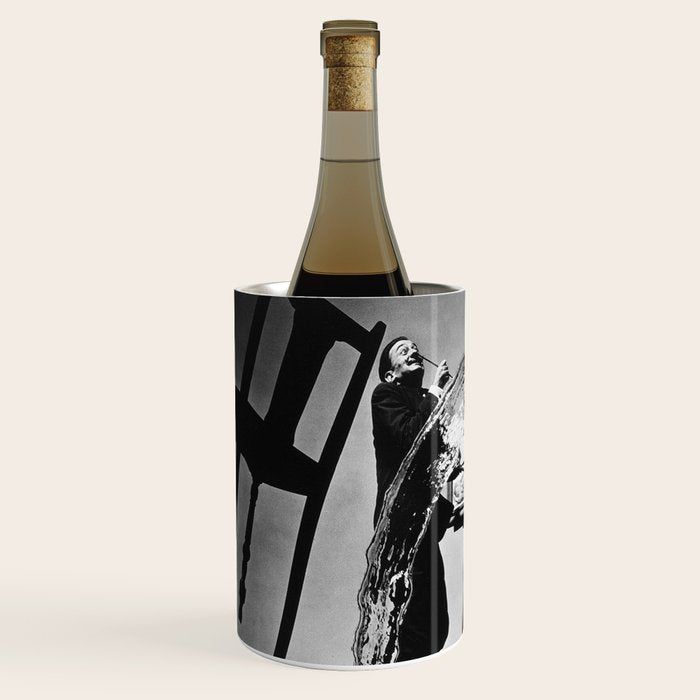 Dalí Atomicus, Salvador Dali painting with flying cats and water spurts surrealism / surrealist black and white photograph / photography by Philippe Halsman Wine Chiller Gallery Image 2