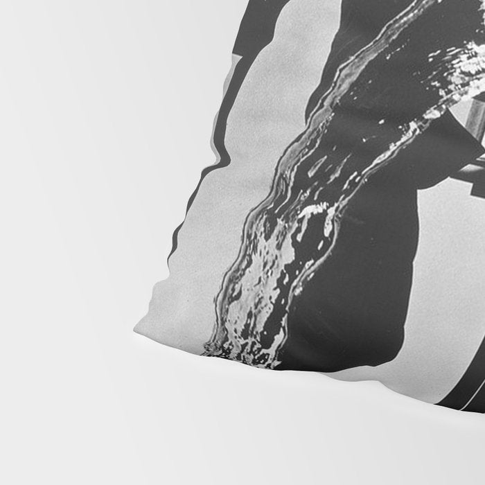 Dalí Atomicus, Salvador Dali painting with flying cats and water spurts surrealism / surrealist black and white photograph / photography by Philippe Halsman Pillow Sham Gallery Image 4