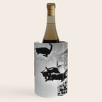 Dalí Atomicus, Salvador Dali painting with flying cats and water spurts surrealism / surrealist black and white photograph / photography by Philippe Halsman Wine Chiller Gallery Image 3