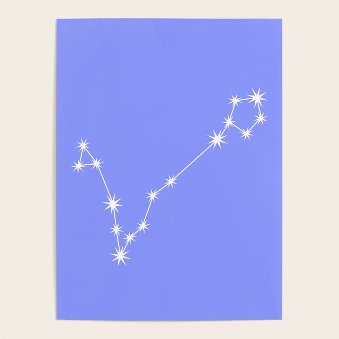 Pisces Zodiac Star Constellation Line Art Pastel Purple Poster Gallery Image 1