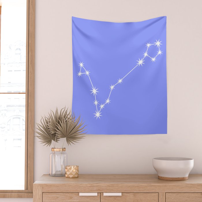 Pisces Zodiac Star Constellation Line Art Pastel Purple Wall Tapestry Gallery Image 2