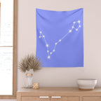 Pisces Zodiac Star Constellation Line Art Pastel Purple Wall Tapestry Gallery Image 2