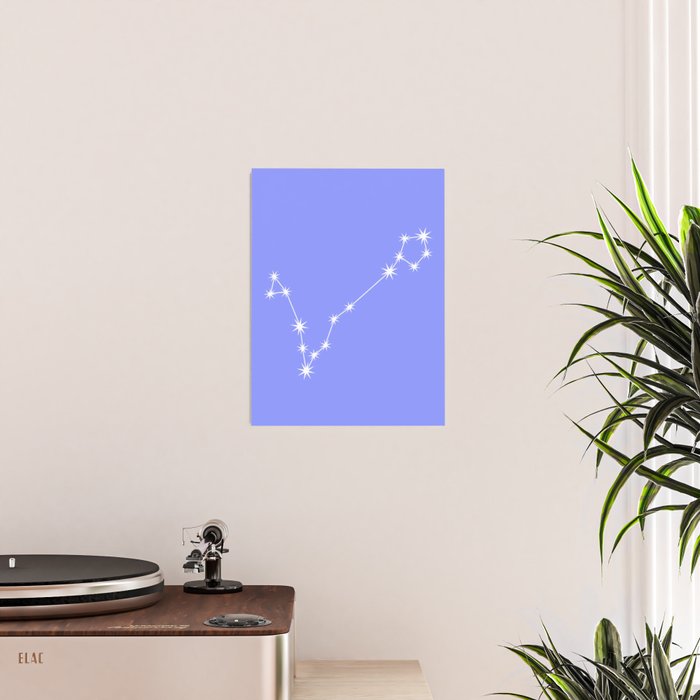 Pisces Zodiac Star Constellation Line Art Pastel Purple Poster Gallery Image 2