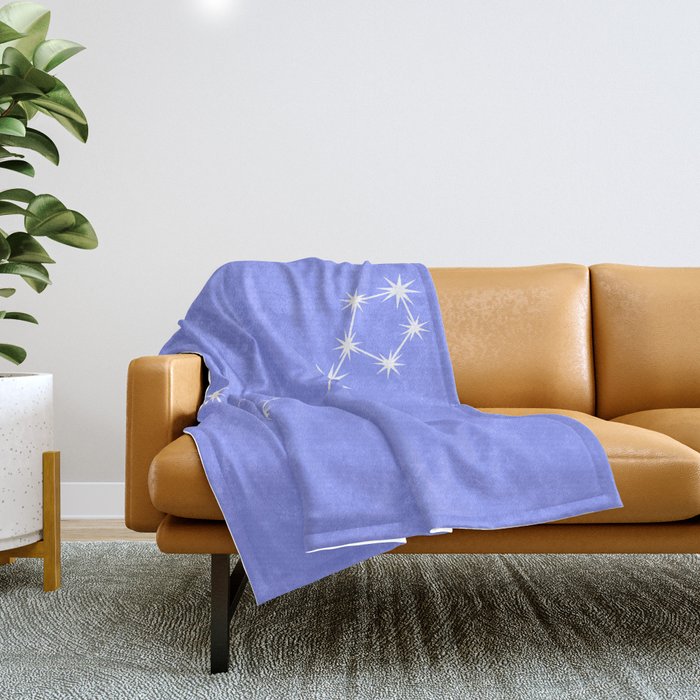Pisces Zodiac Star Constellation Line Art Pastel Purple Throw Blanket Gallery Image 1
