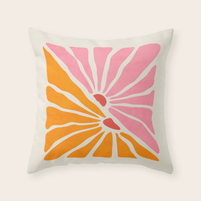 Chantilly & Neon Carrot: Les Fleurs | Flower Market Color Series 09 Throw Pillow Gallery Image 1