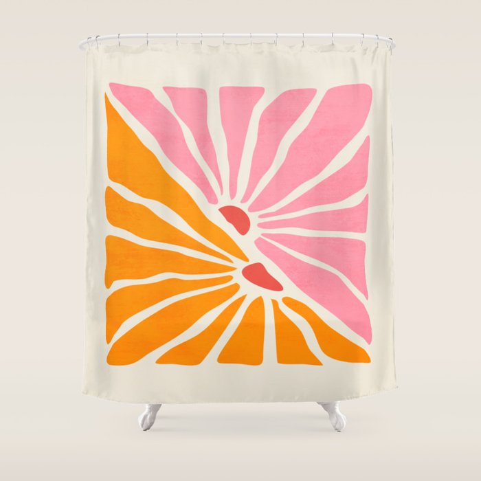 Chantilly & Neon Carrot: Les Fleurs | Flower Market Color Series 09 Shower Curtain Gallery Image 1