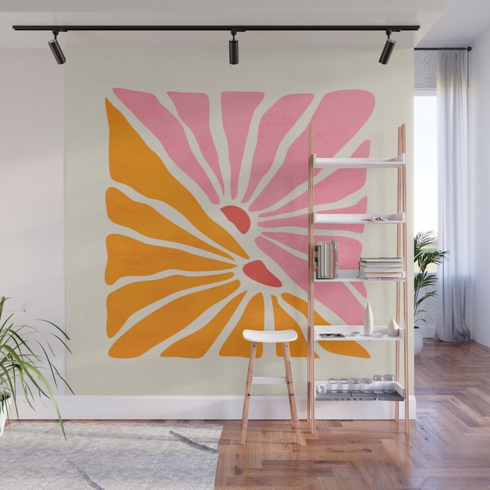 Chantilly & Neon Carrot: Les Fleurs | Flower Market Color Series 09 Wall Mural Gallery Image 1