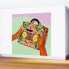 A Suitcase Full of Memories, Retro Cassette Music Mix Tape, Vintage Concept Eclectic Hands Bags Fashion Bohemian Painting Wall Mural Gallery Image 2