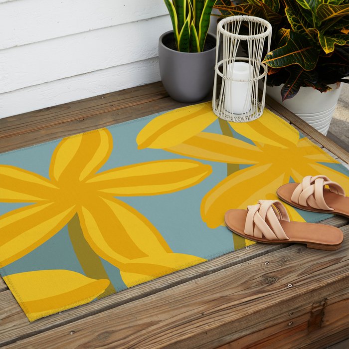 Large Yellow Lilies  Outdoor Rug Gallery Image 2