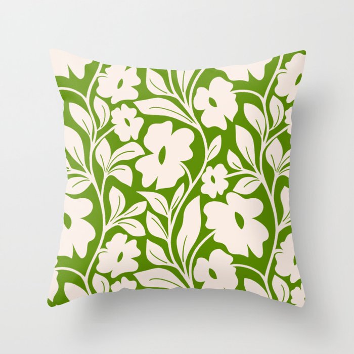 Tropical Vines Pattern - Green Throw Pillow Gallery Image 6